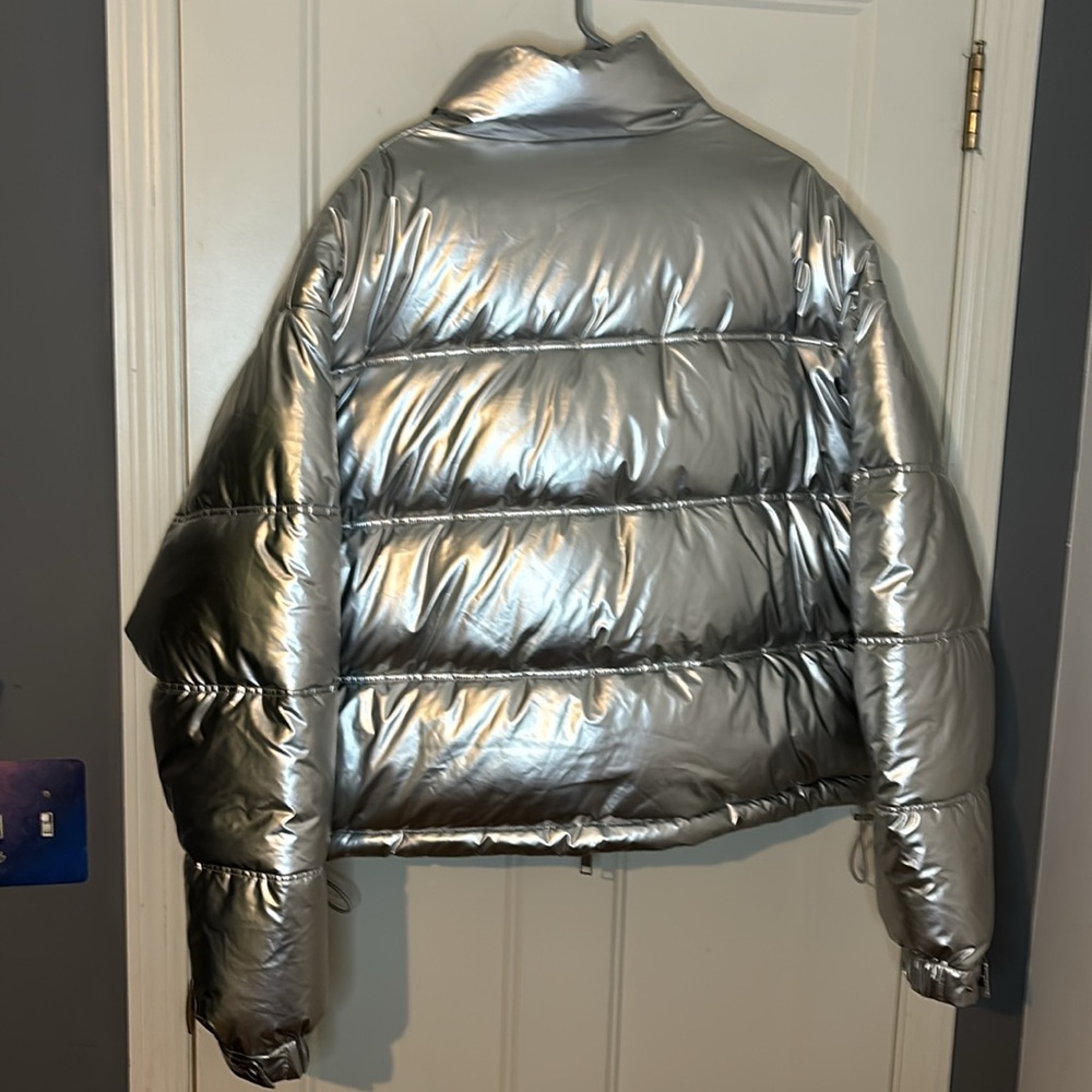 Zara Silver Metallic Puffer Jacket - Picture 9 of 9